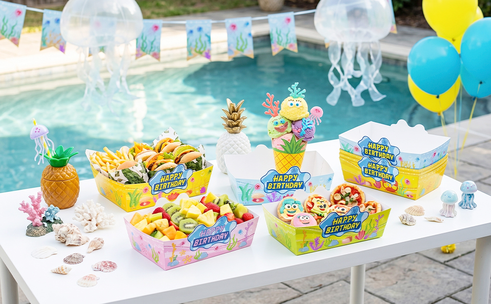 cartoon sponge party paper trays