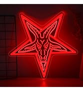 Gothic Baphomet Neon Light, for Wall Decor, Gothic Home Decor,Gothic Satan Sigil for Halloween Wa...