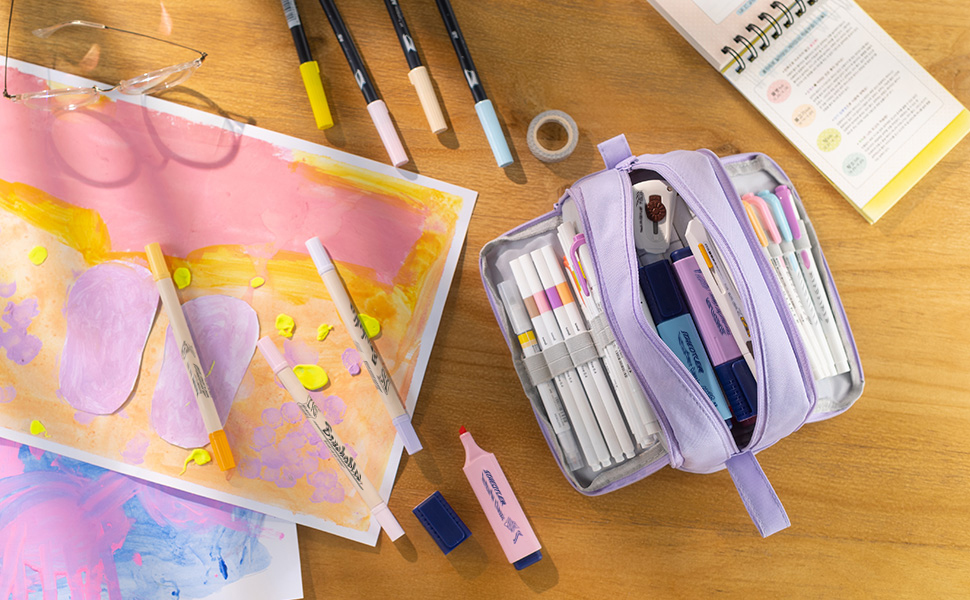 this big pencil case has 4 compartments