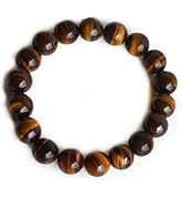 vv8oo Natural Stone Bracelets for Men - 18mm Tiger Eye Bracelets for Men Women Gifts