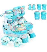 Sportneer Kids Roller Skates: 4 Size Adjustable Quad Skates with Light Up Wheels for 5-8, 8-12 Gi...