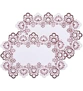 Raedan White Red Linen Placemats 14”x20” Set of 2, Neutral Lace Coffee Table Topper Dresser Scarf...