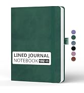 Lined Journal Notebook, A5, 192 Pages 100 GSM Thick Paper, Hardcover Leather College Ruled Journa...