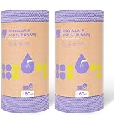 EZ'n Disposable Daily Dish Scrubbers - 120 Sheets (2 Packs), Purple Color | Non-Scratch Dishwashi...