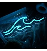 MissAudrey Wave Neon Signs with Cycle Timer, 15 * 5.1" Dimmer Ice Blue Wave Led Neon Light Sign F...