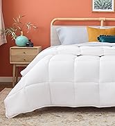 LINENSPA White Down Alternative Comforter and Duvet Insert - All-Season Comforter - Box Stitched