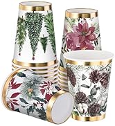 RUSPEPA Disposable Paper Coffee Cups 12 oz - 20 Pack Christmas Pinecone and Flower Design Printed...