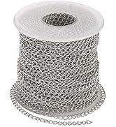 Pandahall 82 Feet/25M Soldered 304 Stainless Steel Curb Chains 4x3x0.6mm Stainless Steel Color Pl...