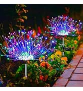 Outdoor Solar Firework Lights 2 Pack, Waterproof Garden Lights with 240 LED, 8 Modes DIY Starburs...