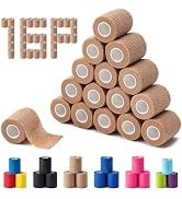 16 Pack Self Adhesive Bandage Wraps,2" X 5 Yards Non-Woven Elastic Cohesive Bandage Wrap for Stre...