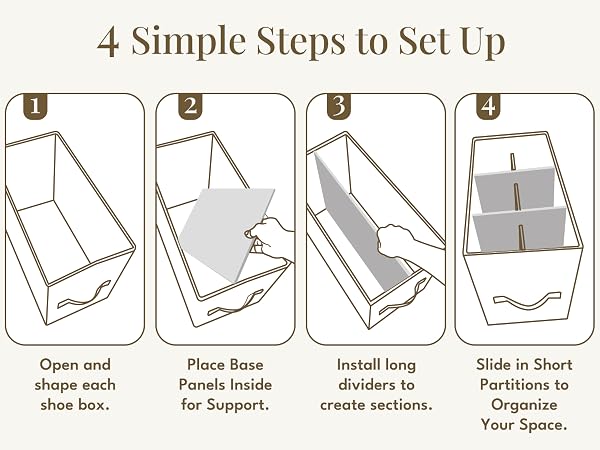 foldable shoe organizer with adjustable dividers