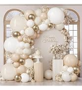 Sand White Gold Balloon Arch Kit,Light White Ivory Beige Nude Balloons and Chrome Gold with Confe...
