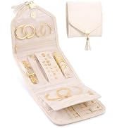 Lolalet Jewelry Travel Organizer, Foldable Jewelry Pouch -S, Beige | Tangle-Free, Multi-Compartme...