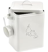 SOUJOY Pet Treat and Food Storage Bin with Lid and Scoop, 5LBS White Vintage Farmhouse Storage Ti...