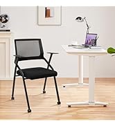 CLATINA Ergonomic Stackable & Foldable Conference Room Chairs, Mesh Office Chair with Arms and Wh...