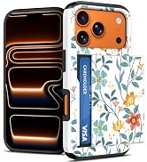 AFGHOA for iPhone 17 Pro Wallet Case, Floral Card Holder Case for Women Girls, 2 Cards Credit Car...