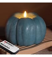 Eywamage Dusty Blue Pumpkin Flameless Candle with Remote, Christmas LED Battery Candle Decor F 5....