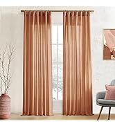 XTMYI Terracotta Rust Colored Sheer Curtain Panels for Bedroom,Cozy Rustic Western Home Decor,Bac...