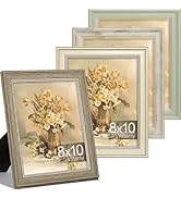 Vittanly 8x10 Picture Frame Set of 4, Vintage Photo Frame for Wall or Tabletop, Display 5x7 Pictu...