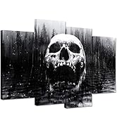 iHAPPYWALL Halloween Day of Dead Skull in Dark Foggy Lake Abstract Black and White Contemporary P...