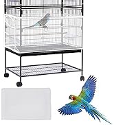 Daoeny Large Bird Cage Cover, Bird Cage Seed Catcher, Adjustable Soft Airy Nylon Mesh Net, Birdca...