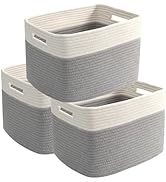 HZFTJOY 3 Pack Woven Storage Baskets for Shelves,13.5"×11"×9.5"Organizing Bins,Gift Baskets for T...