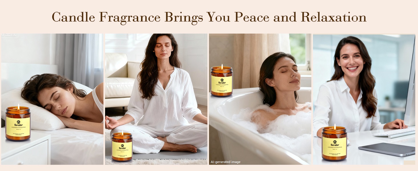 lavender eucalyptus scented candles soy wax non-toxic natural stress relief relaxation bathroom