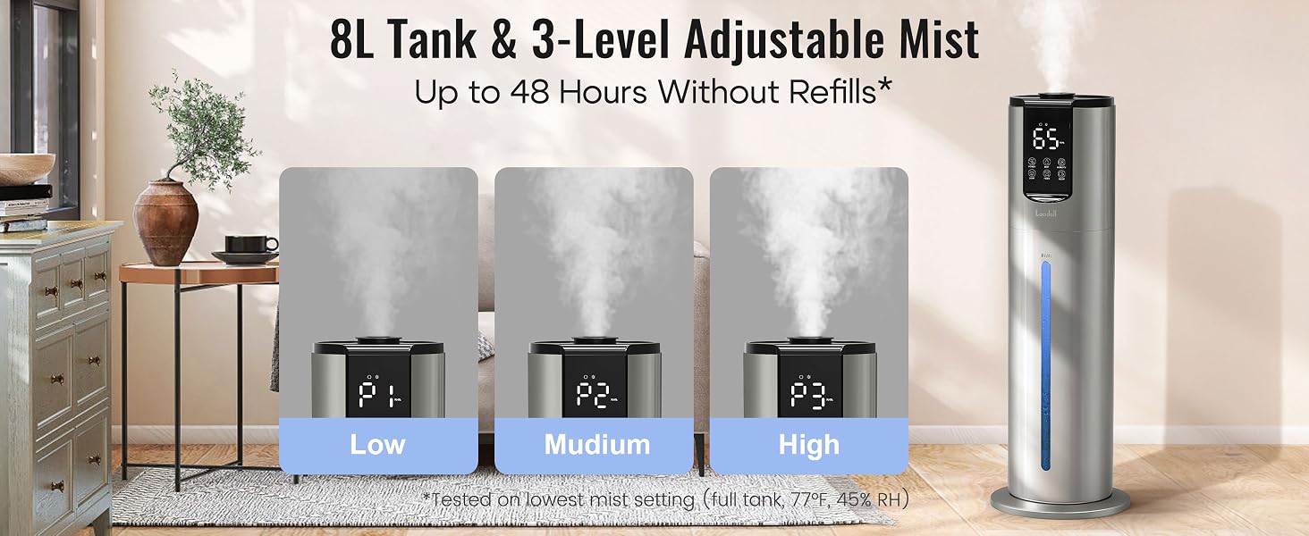 Humidifiers for bedroom, Humidifiers large room up to 500 sq ft, Easy to Clean Humidifier