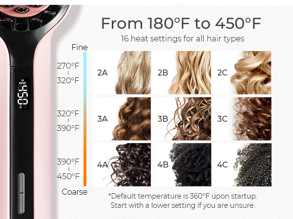 hair straightening brush 16 heat settings for all hair types