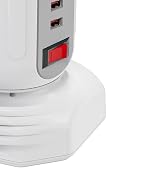 Power Strip Tower with Surge Protector,Retractable Extension Cord 6.5ft,15 AC Outlets Power...
