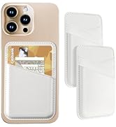 Senose White Leather Slim Phone Wallet, 3-Slot Card Holder for iPhone, Samsung, Android - 2 Pack