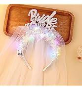 JEAIRTS Light Up Bride Veil Headband LED Bride To Be Hair Hoop Glitter Wedding Veil Headpiece Bac...