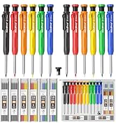 Nicpro 12 Pack Carpenter Pencil with Sharpener, Mechanical Pencils Set with 52 Refills, Deep Hole...