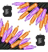 Lomotech Orange Purple Battery Halloween Lights,2 Pack Total 33ft 100 LED | Battery String Lights...