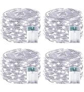 4-Pack Fairy Lights Battery Operated with Timer, Waterproof 16FT 50 LED String Lights Indoor Outd...