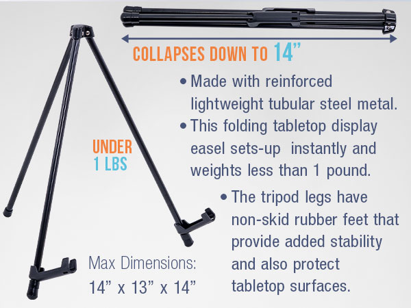easel tabletop display foldable tripod portable adjustable collapsible sturdy lightweight