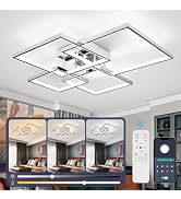 Led Ceiling Light Fixtures for Living Room, Dimmable Square Ceiling Lighting Fixture with Remote ...