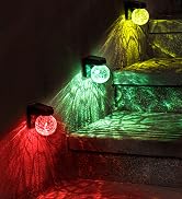 7 Color Changing Solar Fence Lights, Cracked Glass Ball Lights Waterproof