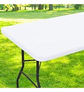 smiry Rectangle Picnic Table Cloth, Waterproof Elastic Fitted Tablecloths for 6 Foot Tables, Wash...