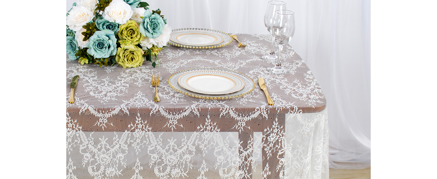 WHITE LACE TABLECLOTH