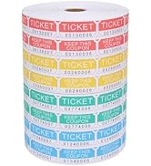 L LIKED 8000 Assorted Double Raffle Tickets 2000 per Roll 50/50 (Blue, Green, Red, Yellow)