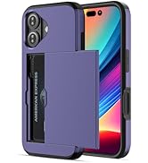 Jiunai for iPhone 16 Case Card Holder Wallet for 2 Cards Slide Cover Hidden Pocket IDs Credit Car...