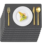 Uolr Vinyl Placemats 8 PCS Faux Leather 100% Waterproof Stain Resistant Wipeable Washable PU Plac...