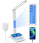 LED Desk Lamp, Desk Lamp with Wireless Charger, Suitable for Home, Office Dimmable Desk Lamp, wit...