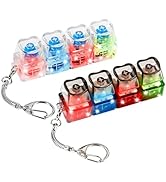 2 Pcs Keyboard Fidget Toy, Loud & Silent Fidget Keychain with LED Lights, Stress Relief Clicker F...