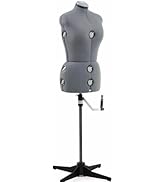 SINGER Female Adjaustable Gray Dress Form Fits Sizes 10-18 Pinnable Mannequin Body Torso with 360...