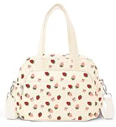 WOBAGMEN Lunch Box for Women,Insulated strawberry Corduroy Lunch Tote Cute Lunch bag with Shoulde...