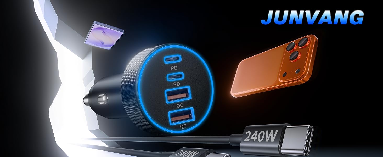 usb type c car charger fast charging cord