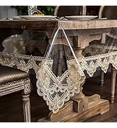 ARTABLE Vinyl PVC Rectangle Tablecloth Waterproof Clear Table Cover with Lace Macrame Border for ...