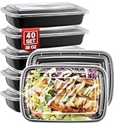 NEEBAKE 40 Sets 38oz Meal Prep Container - Reusable Plastic Food Storage Containers with Lids, Fi...